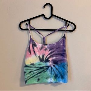 PINK Victoria’s Secret rainbow tie dye racerback cropped cami tank